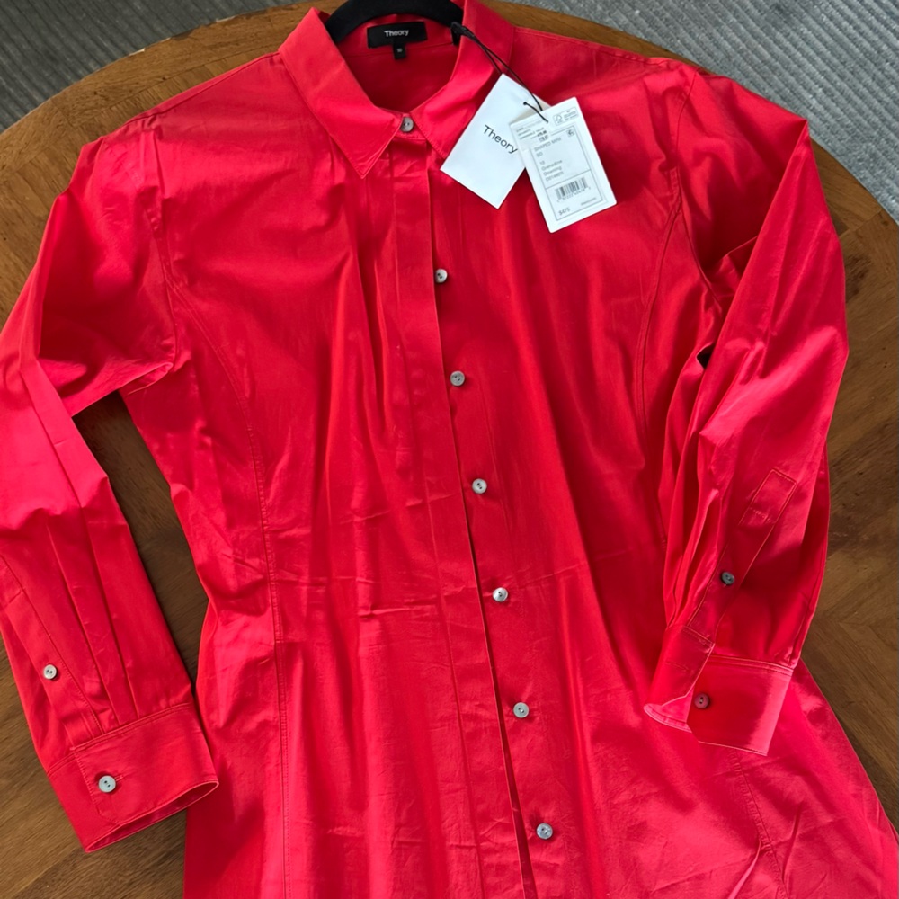 Theory Women's Bright Red Shirtdress